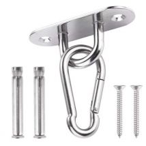 Serbia - Crochet de Plafond Avec de Mousqueton Inox, Fixation Hamac Inox Convient pour Plafond Béton/ Bois, Crochet Articulé Parfait pour Hamac Chaise