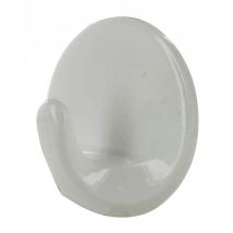 Crochet déco adhésif rond D.35mm plastique blanc, 2 pièces.