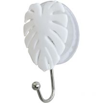 Tendance - Crochet feuille ps sur ventouse - blanc
