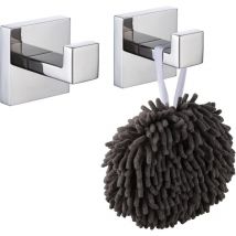 Crochet mural carré pour peignoirs Pack de 2, manteaux, salle de bain, cuisine, garage, acier inoxydable