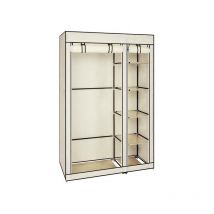 Armoire et penderie Armoire à vêtements portative de 67 po avec tissu non tissé et tige de suspension rapide et facile à assembler Beige l&h