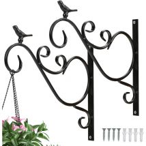 Panier suspendu à crochet (2x) crochet mural panier suspendu en fonte avec vis, support de suspension 31 cm pour paniers suspendus-l'oiseau - Swanew
