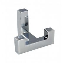 Crochet porte-canne double, aluminium chromé brillant, H.40mm, P.40mm, L.52mm, 1 pièce.