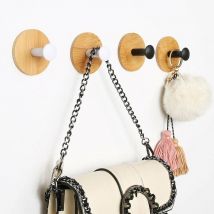 Briller - Crochet Serviette Salle de Bain,SL.GT 4 Pièces Patere porte Manteau Bois Crochet,Mural en Bambou Crochet Adhésif Crochet