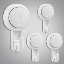 Crochet Ventouse Mural Lot de 4 en Plastique Charge de 5KG Salle de Bain en Ventouse Forte Crochet Vacuum Porte pour Sacs Serviette Peignoir de Bain