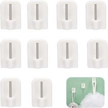 Crochets Autocollants, 10 Pcs Crochets Auto-Adhésifs en Plastique, Accroche Rideau, Crochet Rideau Sans Percage, pour Barres de Rideaux