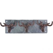 Patère en ardoise et fonte Cerfs