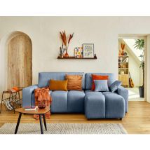 Lisa Design - Crocus - ecksofa beidseitig montierbar - 4-sitzer - schlaffunktion und bettkasten - aus stoff - schieferblau