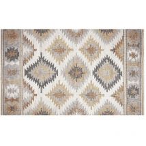 Croma collection Teppich mit Kelim-Druck und Schaumstoffpolsterung 45x75cm Grau, Beige und Braun