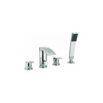Crosswater - Cone 4 Hole Deck Mounted Bath Shower Mixer Tap Set With Kit - Chrome - MBFW440D - Chrome