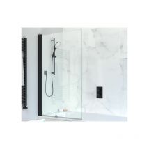 Design+ Single Hinged Bath Screen - Matt Black - PBSBC0850 - Matt Black - Crosswater