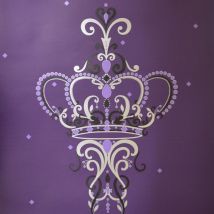 Crown - Royal Violet Wallpaper Floral Metallic Effect Stylish Feature Wall