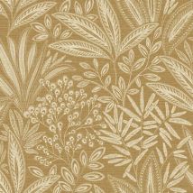Crown - Sahara Leaf Ochre Yellow Wallpaper Botanical Textured Feature Wall
