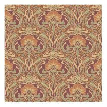 Cwv Wallcoverings - Retro Damask Floral Wallpaper Vintage Flora Nouveau Metallic Gold Green Red