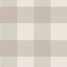 Crown - Fine Decor Glamorous Check Natural Wallpaper Chequered Glitter Effect Textured