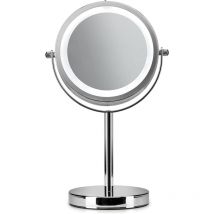 Illuminated Magnifying (3x) Battery Operated Pedestal Mirror, Chrome - Croydex