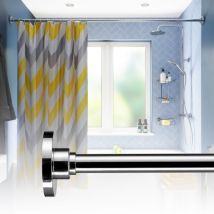 Chrome Heavy Duty Straight Shower Curtain Rod with Rings & Flexi-Fix, 230cm - Croydex