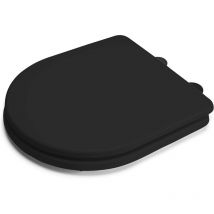 Croydex - D-Shaped Soft Close Toilet Seat with Flexi-Fix Adhesive Hinges - Black