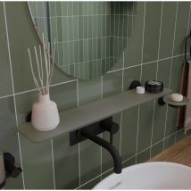 Croydex - Frosted Glass Shelf with Black Hinges, Bathroom Storage, 59cm - Metra
