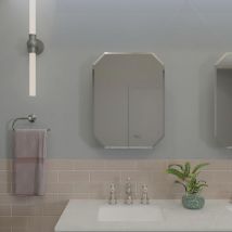 Croydex - Bevelled Edge Single Door Bathroom Medicine Cabinet, 60 x 45cm - Lozenge