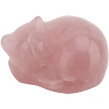 Crystal Sleeping Cat Stone 3.6x3.4x2cm Cute Crystal Cat Statue Office Desk Decoration Rose Crystal