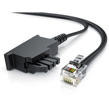 Csl-computer - Csl - 20m Telefonkabel Tae-f Stecker Auf Rj11 Stecker Int. Norm 6p4c / 4-polig Belegt Flachkabel - Tae-f - Schwarz
