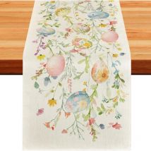 1 pcs Chemin de Table de Pâques, Chemin de Table Pâques Printemps, 33 x 183cm Chemins de Tables Paque, Décorations de Tables de Cuisine Printanières