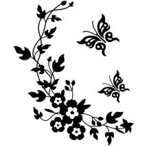 Csparkv - 1 pcs Mur Art Stickers Amovible Vinyle Noir Fleur Papillon Stickers Muraux Stickers Maison Déco Art Stickers Autocollants Durable et Utile