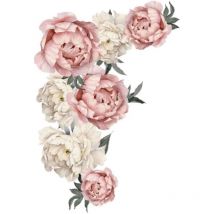 Csparkv - 1 pcs Stickers Muraux Fleurs Rose Style chinois Fleurs de pivoine Stickers muraux Amovible diy Wall Art Décor Auto-adhésif pvc Stickers
