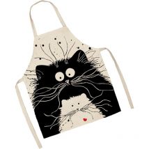 1 pcs Tablier de Cuisine avec Motif Chat, Mignon, Tabliers à La Mode,Toile de Coton Durable, Idéal pour Barbecue,Cuisiner,Cuisson, 50x70 cm(small)