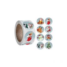 CSPARKV 1 Rouleau De 500 Autocollants De NoëL,Nouveau Rouleau Pack Autocollant NoëL Vacances Cadeau DéCoration Cadeau,Impression De Santa