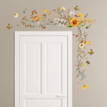 Csparkv - 1 Stück Wandaufkleber mit Blumen und Pflanzen, Schmetterlingen, Blumen, Wandaufkleber, entfernbare Wandaufkleber, Dekoraufkleber für