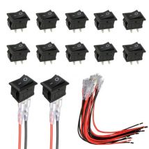 10 pièces Mini interrupteur à bascule Interrupteur à bascule 2 broches avec câblage Noir - Csparkv