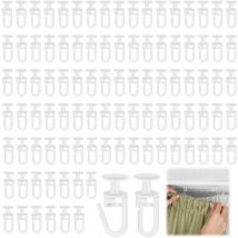 100 Pièces Crochet Rideau Rail Glisseurs pour Rail à Rideaux Blanc Accroche Rideau Plastique Convient pour Rail de Rideau de Douche Porte Et Fenêtre