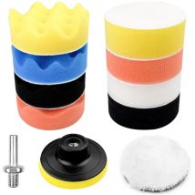 Csparkv - 11 Pieces Polishing Sponge, 80mm Lambswool Polishing Pad, Self-Grip Car Polishing Pad, Polishing Disc Adapter for Car Polishing Grinding