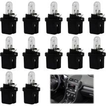 Csparkv - 12 Stück T5 B8.5d LED-Glühbirnen für das Armaturenbrett, 12 v, 2 w, universelle Auto-Innenbeleuchtung, superhelles Weiß