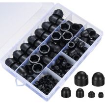 Csparkv - 145 Pièces Cache Boulons Capuchon à Vis, Plastique Écrous Dôme, Ecrou Protection Hexagonal, Boulons Capuchon Écrou de Boulons Noir pour