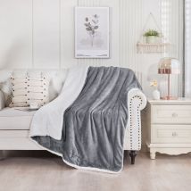 180x200cm Gris )Plaid Canape Polaire - Couverture Jete de Canape Hiver, Plaid Canapé Mouton 2 Personnes Doux et Chaude - Csparkv