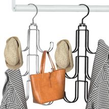 Csparkv - 2 pcs 6 Crochets Porte Cravate Cintre Organisateur de Cravates en Acier, Rangement Echarpe Porte 360° Rotatif, Écharpe Cintre Durable pour