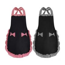 2 pcs Femme Tablier, Tabliers Noirs pour Femmes avec 2 Poches, Tabliers de Cuisine Imperméables, Tablier de Chef pour Cuisiner, Jardiner, Tabliers