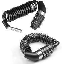 Csparkv - 2 Pièces Antivol Casque Combinaison à 4 Chiffres, Antivol Vélo Extensible Jusqu'à 150 cm, Cadenas Velo Antivol, Helmet Lock Petit, Antivol