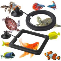 2 pièces Distributeur de Nourriture pour Poissons Aquarium réservoir Accessoires Tortue Distributeur de Nourriture Cercle pour Guppy, bettas (Noir)