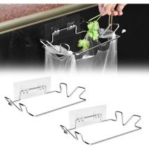 CSPARKV 2 Pièces Support pour Sac Poubelle, Support Sac à Déchets pour Cuisine, Support de Sac Poubelle en Acier Inoxydable, Support pour Sacs