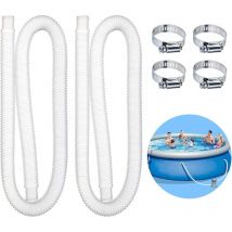 CSPARKV 2 pièces Tuyau pour Piscine,Tuyau de Rechange pour Piscine,Piscine Hors Terre Tuyau avec 4 Pinces Métalliques,Tuyau Piscine 32mm,Tuyaux de
