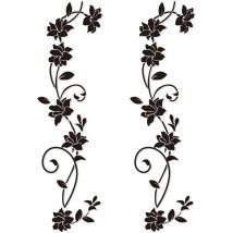 Csparkv - 2 Sets Stickers Muraux 100 30cm Fleur de vigne Noir Deisgn en pvc Autocollant Mural pour Enfants Chambre Salon Bureau Resto Boutique