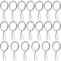 20 Pièces Curtain Rings,Anneaux de Rideaux Métal und Crochet Rideau Metal,pour Rideaux,Rideaux de Porte,Rideaux de Douche(Nickel Brillant) - Csparkv
