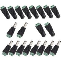 Csparkv - 20Pcs dc d'alimentation Connecteur Mâle/Femelle 2,1 x 5,5 mm Fiche 12V Prise Jack Adaptateurs, pour Prise pour caméra de vidéosurveillance