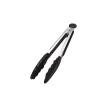 27x3.6cm Pince Cuisine Professionnel, Pince Barbecue en Acier Inoxydable et Silicone Alimentaire, Pince de Cuisine Résistant à la Chaleur- Noir