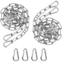 Csparkv - 2pcs 3mm 2m Chaîne en Acier inoxydable Chaine Acier + 4 pcs Mousqueton Chaîne de Maillon d'extension pour Accrocher Chaîne d'ancre Hamac