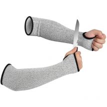 2pièces Manchons de Protection de l'avant bras, Niveau 5 Protection des Bras Manches, Travail en Tricot Anti-rayures avec trou pour le Pouce